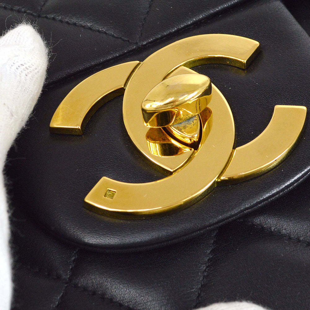 CHANEL 1991-1994 Black Lambskin Classic Flap Maxi 75152 - Picture 5 of 10